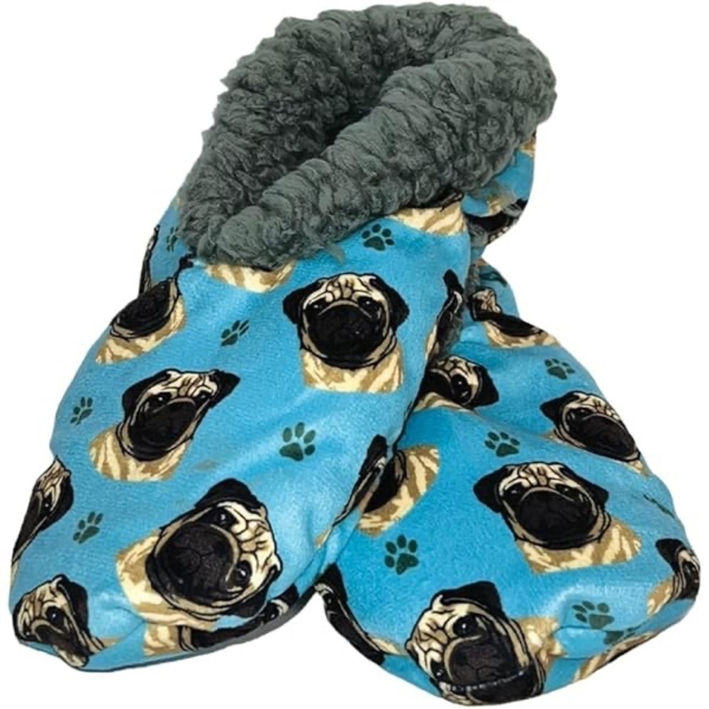Confies Furry Pug Slippers One Size NWT